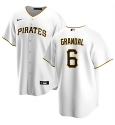 Men Pittsburgh Pirates 6 Yasmani Grandal White Cool Base Stitched Baseball Jersey
