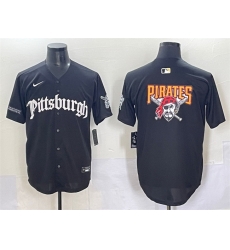 Men Pittsburgh Pirates Team Big Logo Black Gothic Steel City Edition Vapor Limited Stitched Baseball Jersey Men Pittsburgh Pirates Team Big Logo Black Gothic Steel City Edition Vapor Limited Stitched Baseball Jersey