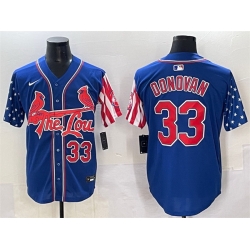Men St Louis Cardinals 33 Brendan Donovan Royal Independence Day Vapor Premier Limited Stitched Baseball Jersey