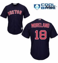 Mens Majestic Boston Red Sox 18 Mitch Moreland Replica Navy Blue Alternate Road Cool Base MLB Jersey