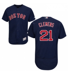 Mens Majestic Boston Red Sox 21 Roger Clemens Navy Blue Flexbase Authentic Collection MLB Jersey