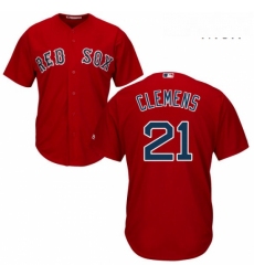 Mens Majestic Boston Red Sox 21 Roger Clemens Replica Red Alternate Home Cool Base MLB Jersey