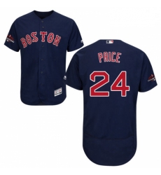 Mens Majestic Boston Red Sox 24 David Price Navy Blue Alternate Flex Base Authentic Collection 2018 World Series Jersey 