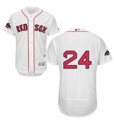 Mens Majestic Boston Red Sox 24 David Price White Home Flex Base Authentic Collection 2018 World Series Jersey