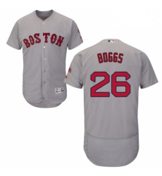 Mens Majestic Boston Red Sox 26 Wade Boggs Grey Road Flex Base Authentic Collection MLB Jersey