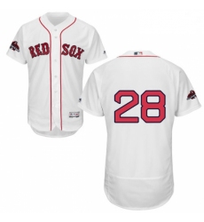 Mens Majestic Boston Red Sox 28 J D Martinez White Home Flex Base Authentic Collection 2018 World Series Jersey
