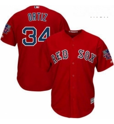 Mens Majestic Boston Red Sox 34 David Ortiz Replica Red Alternate Home Retirement Patch Cool Base MLB Jersey