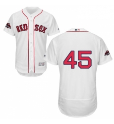 Mens Majestic Boston Red Sox 45 Pedro Martinez White Home Flex Base Authentic Collection 2018 World Series Jersey 