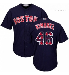 Mens Majestic Boston Red Sox 46 Craig Kimbrel Authentic Navy Blue Team Logo Fashion Cool Base MLB Jersey
