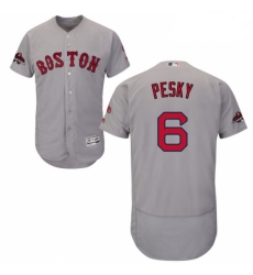 Mens Majestic Boston Red Sox 6 Johnny Pesky Grey Road Flex Base Authentic Collection 2018 World Series Jersey