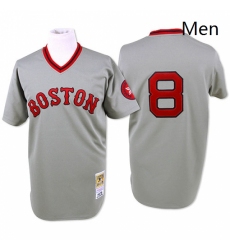 Mens Mitchell and Ness Boston Red Sox 8 Carl Yastrzemski Authentic Grey Throwback MLB Jersey
