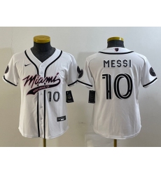 Women Inter Miami CF 10 Lionel Messi White Cool Base Stitched Jersey