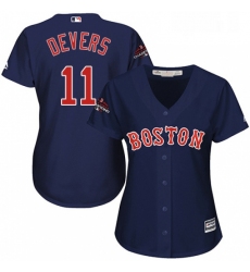 Womens Majestic Boston Red Sox 11 Rafael Devers Authentic Navy Blue Alternate Road 2018 World Series Champions MLB Jersey 