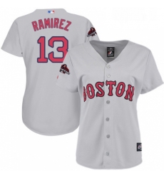 Womens Majestic Boston Red Sox 13 Hanley Ramirez Authentic Grey Road 2018 World Series Champions MLB Jersey