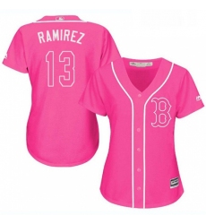 Womens Majestic Boston Red Sox 13 Hanley Ramirez Authentic Pink Fashion MLB Jersey