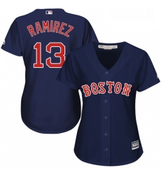 Womens Majestic Boston Red Sox 13 Hanley Ramirez Replica Navy Blue Alternate Road MLB Jersey