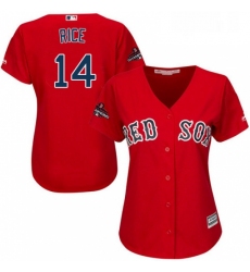 Womens Majestic Boston Red Sox 14 Jim Rice Authentic Red Alternate Home 2018 World Series Champions MLB Jersey