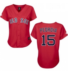 Womens Majestic Boston Red Sox 15 Dustin Pedroia Authentic Red MLB Jersey