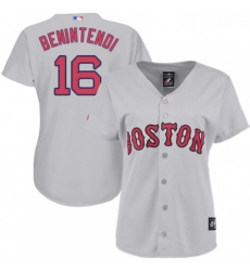 Womens Majestic Boston Red Sox 16 Andrew Benintendi Replica Grey Road MLB Jersey