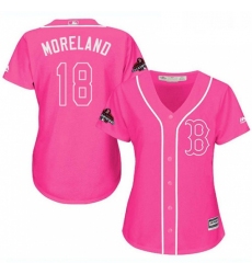 Womens Majestic Boston Red Sox 18 Mitch Moreland Authentic Pink Fashion 2018 World Series Champions MLB Jersey
