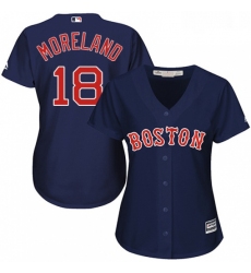 Womens Majestic Boston Red Sox 18 Mitch Moreland Replica Navy Blue Alternate Road MLB Jersey