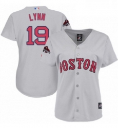 Womens Majestic Boston Red Sox 19 Fred Lynn Authentic Grey Road 2018 World Series Champions MLB Jersey