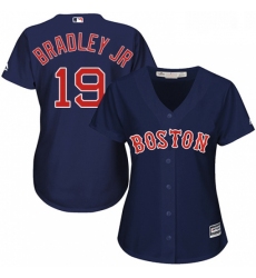 Womens Majestic Boston Red Sox 19 Jackie Bradley Jr Replica Navy Blue Alternate Road MLB Jersey 