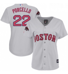 Womens Majestic Boston Red Sox 22 Rick Porcello Authentic Grey Road 2018 World Series Champions MLB Jersey