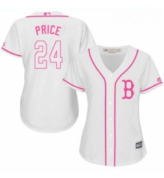 Womens Majestic Boston Red Sox 24 David Price Replica White Fashion MLB Jersey