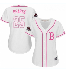 Womens Majestic Boston Red Sox 25 Steve Pearce Authentic White Fashion 2018 World Series Champions MLB Jersey 