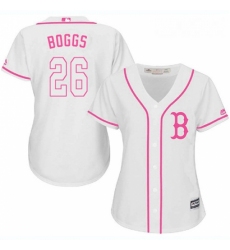 Womens Majestic Boston Red Sox 26 Wade Boggs Authentic White Fashion MLB Jersey