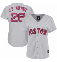 Womens Majestic Boston Red Sox 28 J D Martinez Authentic Grey Road MLB Jersey 