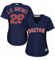 Womens Majestic Boston Red Sox 28 J D Martinez Authentic Navy Blue Alternate Road MLB Jersey 