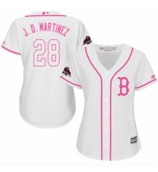 Womens Majestic Boston Red Sox 28 J D Martinez Authentic White Fashion 2018 World Series Champions MLB Jerse