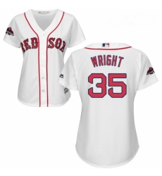 Womens Majestic Boston Red Sox 35 Steven Wright Authentic White Home 2018 World Series Champions MLB Jersey