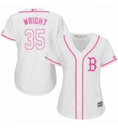 Womens Majestic Boston Red Sox 35 Steven Wright Replica White Fashion MLB Jersey