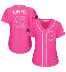 Womens Majestic Boston Red Sox 46 Craig Kimbrel Authentic Pink Fashion 2018 World Series Champions MLB Jersey