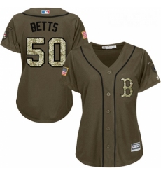 Womens Majestic Boston Red Sox 50 Mookie Betts Authentic Green Salute to Service MLB Jersey
