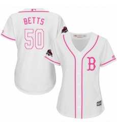 Womens Majestic Boston Red Sox 50 Mookie Betts Authentic White Fashion 2018 World Series Champions MLB Jersey