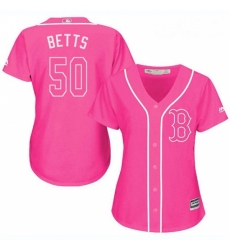 Womens Majestic Boston Red Sox 50 Mookie Betts Replica Pink Fashion MLB Jersey