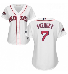 Womens Majestic Boston Red Sox 7 Christian Vazquez Authentic White Home 2018 World Series Champions MLB Jersey