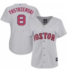 Womens Majestic Boston Red Sox 8 Carl Yastrzemski Replica Grey Road MLB Jersey