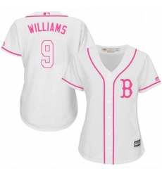 Womens Majestic Boston Red Sox 9 Ted Williams Replica White Fashion MLB Jersey