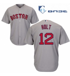 Youth Majestic Boston Red Sox 12 Brock Holt Replica Grey Road Cool Base MLB Jersey