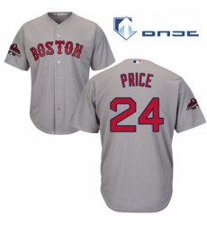 Youth Majestic Boston Red Sox 24 David Price Authentic Grey Road Cool Base 2018 World Series Champions MLB Jersey