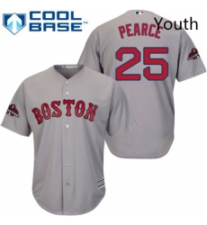 Youth Majestic Boston Red Sox 25 Steve Pearce Authentic Grey Road Cool Base 2018 World Series Champions MLB Jersey 