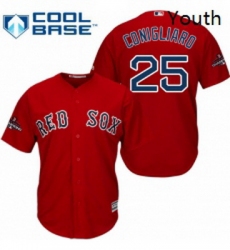 Youth Majestic Boston Red Sox 25 Tony Conigliaro Authentic Red Alternate Home Cool Base 2018 World Series Champions MLB Jersey 