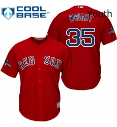 Youth Majestic Boston Red Sox 35 Steven Wright Authentic Red Alternate Home Cool Base 2018 World Series Champions MLB Jersey