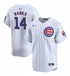 Men Chicago Cubs 14 Ernie Banks White Home Limited Stitched Baseball Jersey
