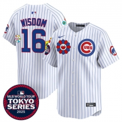Men Chicago Cubs 16 Patrick Wisdom White 2025 Tokyo Series Limited Stitched Baseball Jersey
